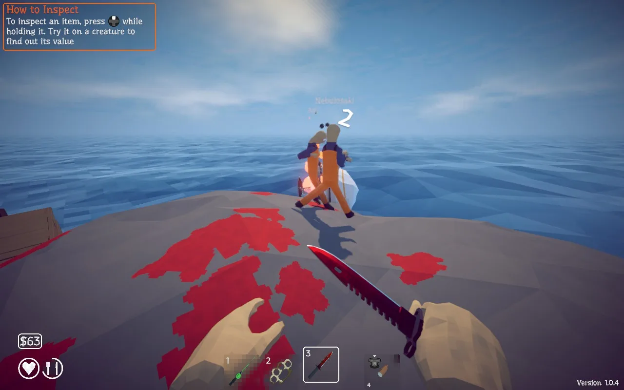Finishing a catch on land with a melee weapon